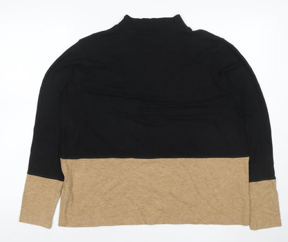 M&S Women’s Black Beige Colour Block Roll Neck Jumper Size 16