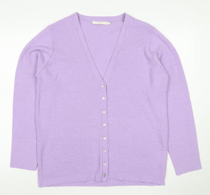 EWM Women’s Lilac Size 20 V-Neck Button Knit Cardigan