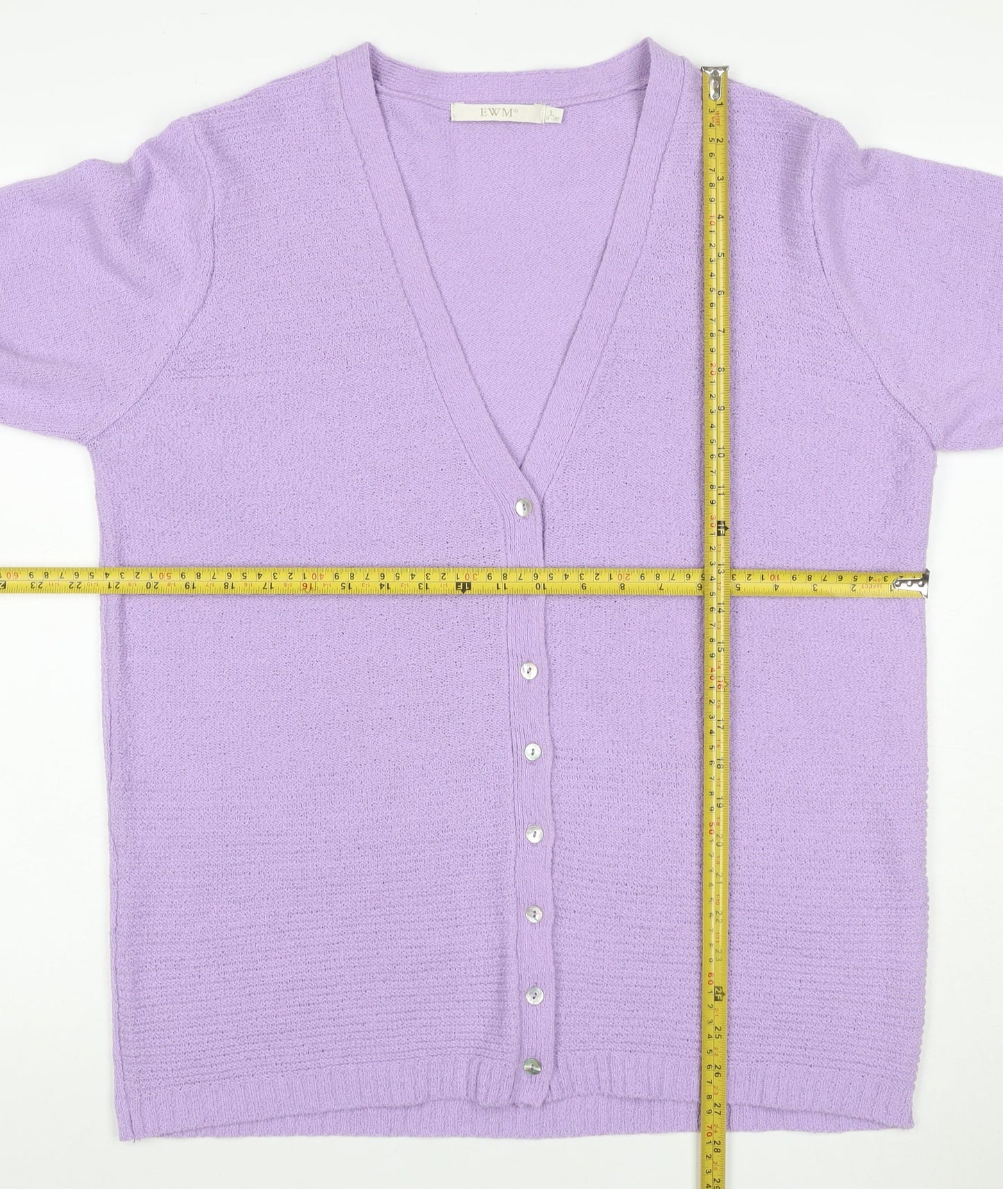 EWM Women’s Lilac Size 20 V-Neck Button Knit Cardigan