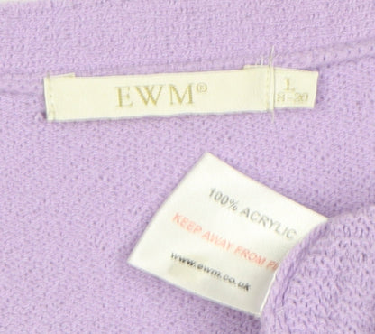 EWM Women’s Lilac Size 20 V-Neck Button Knit Cardigan
