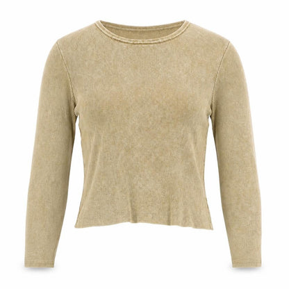 Zara Women Gold Knit Long Sleeve Basic Top UK 12 Cotton Blend