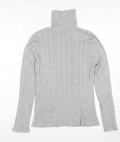 Worthington Women Silver L Ribbed Roll Neck Stretch Jumper