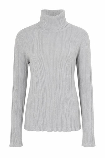 Worthington Women Silver L Ribbed Roll Neck Stretch Jumper