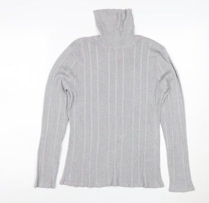 Worthington Women Silver L Ribbed Roll Neck Stretch Jumper