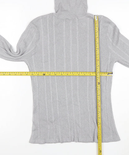 Worthington Women Silver L Ribbed Roll Neck Stretch Jumper