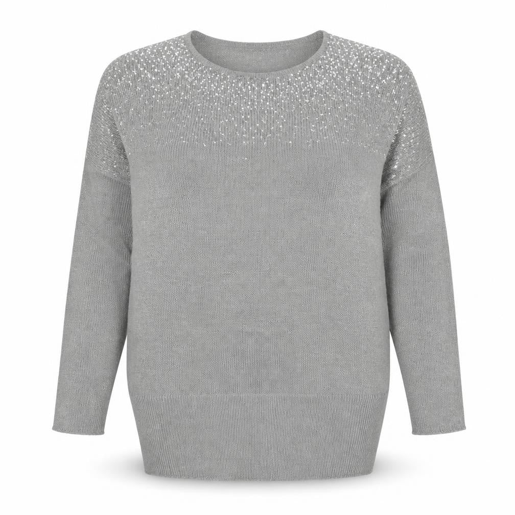 Peacocks Women’s Silver Sequin Round Neck Knit Jumper Size 20