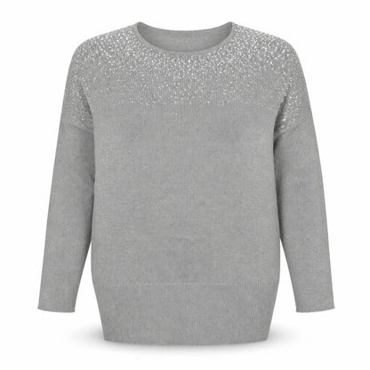 Peacocks Women’s Silver Sequin Round Neck Knit Jumper Size 20