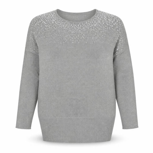 Peacocks Women’s Silver Sequin Round Neck Knit Jumper Size 20