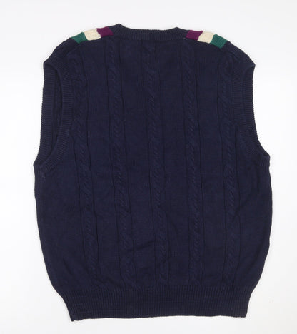 I.O.U. Men’s Multicoloured L Cable Knit V-Neck Ramie Cotton Vest