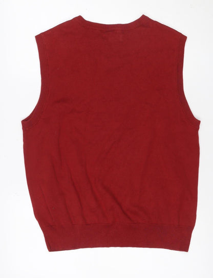 Saddlebred Men’s Red M Argyle Knit Sleeveless Crew Neck Jumper Vest
