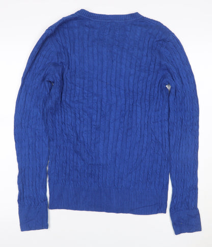 Jones New York Sport Men’s Blue L Cable Knit V-Neck Cashmere Jumper