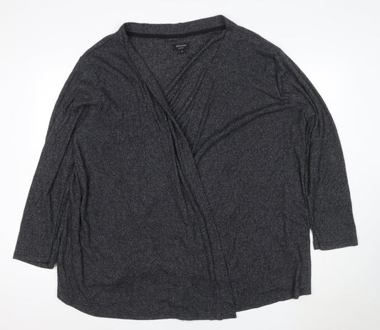 JD Williams Women Black Size 24 Wrap Cardigan V-Neck 3/4 Sleeve