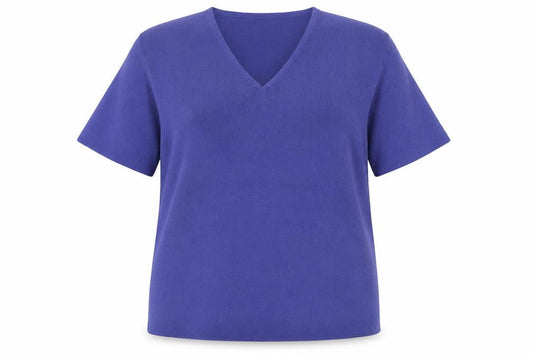 Berkertex Women Purple UK 16 V-Neck Short Sleeve Knit Top