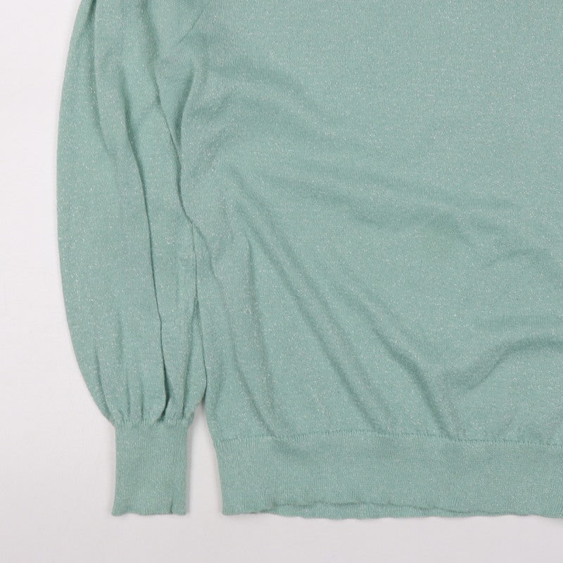 B Copenhagen Women Green M Glitter Puff Sleeve Crew Neck Knit Jumper