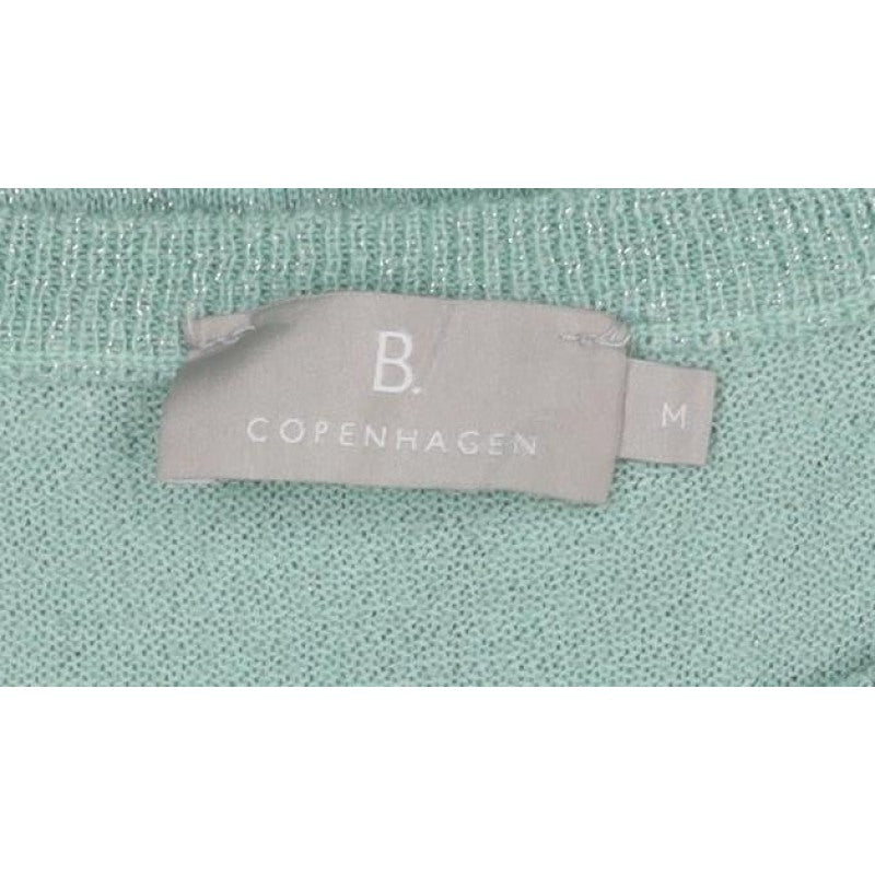 B Copenhagen Women Green M Glitter Puff Sleeve Crew Neck Knit Jumper