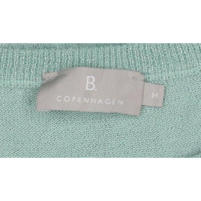 B Copenhagen Women Green M Glitter Puff Sleeve Crew Neck Knit Jumper