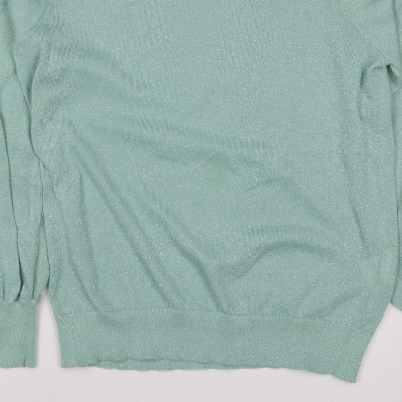 B Copenhagen Women Green M Glitter Puff Sleeve Crew Neck Knit Jumper