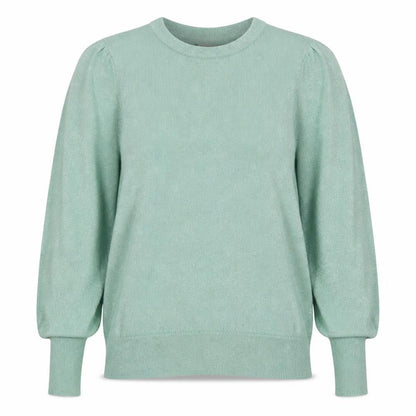 B Copenhagen Women Green M Glitter Puff Sleeve Crew Neck Knit Jumper