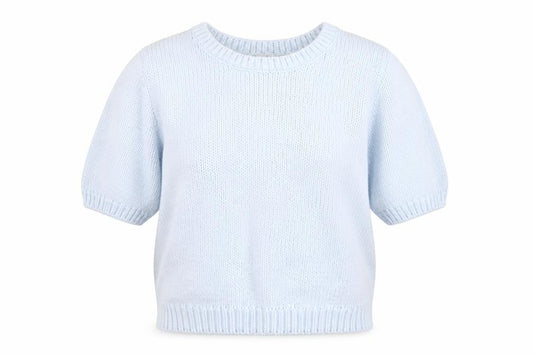 ASOS Women Blue UK 10 Chunky Knit Short Sleeve Crew Neck Jumper
