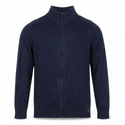 Indicode Men’s Blue M Full Zip High Neck Cotton Blend Jumper