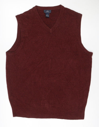 Dockers Men’s Red Acrylic V-Neck Knit Sleeveless Jumper Vest L