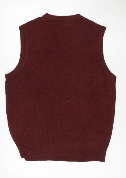 Dockers Men’s Red Acrylic V-Neck Knit Sleeveless Jumper Vest L