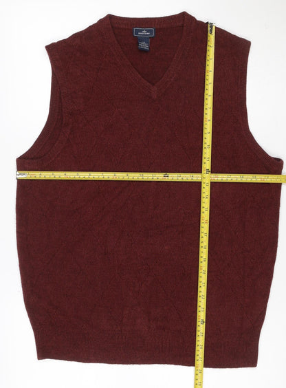Dockers Men’s Red Acrylic V-Neck Knit Sleeveless Jumper Vest L