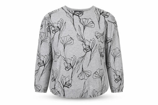 Marks & Spencer Women Grey Floral Knit Jumper UK 12 Long Sleeve