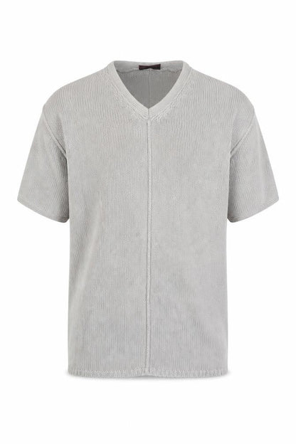 Burton Menswear Men Grey Cotton V-Neck Chunky Knit Jumper M