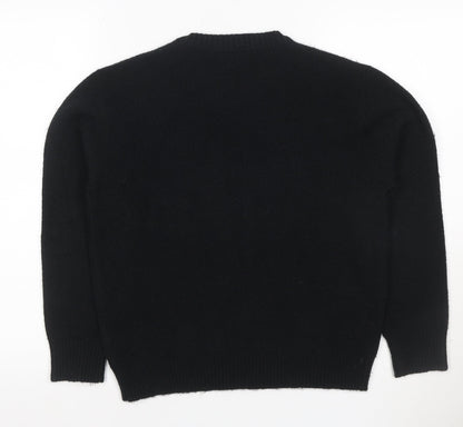 John Lewis Girls Black Knit Pullover Jumper Age 10 Years Crew Neck