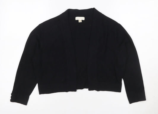 Pomodoro Women Black UK 12 Open Knit Cardigan Long Sleeve