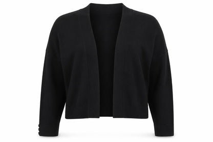 Pomodoro Women Black UK 12 Open Knit Cardigan Long Sleeve