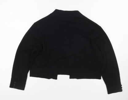Pomodoro Women Black UK 12 Open Knit Cardigan Long Sleeve