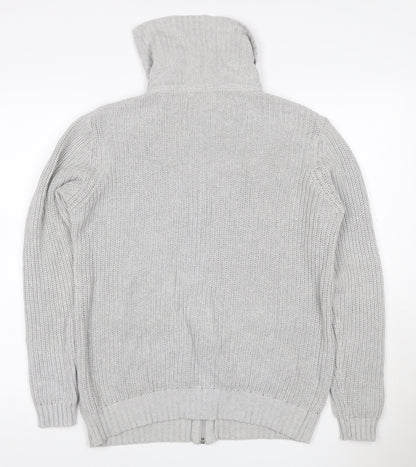 Marks and Spencer Women Grey UK 16 Chunky Knit Full Zip Jumper