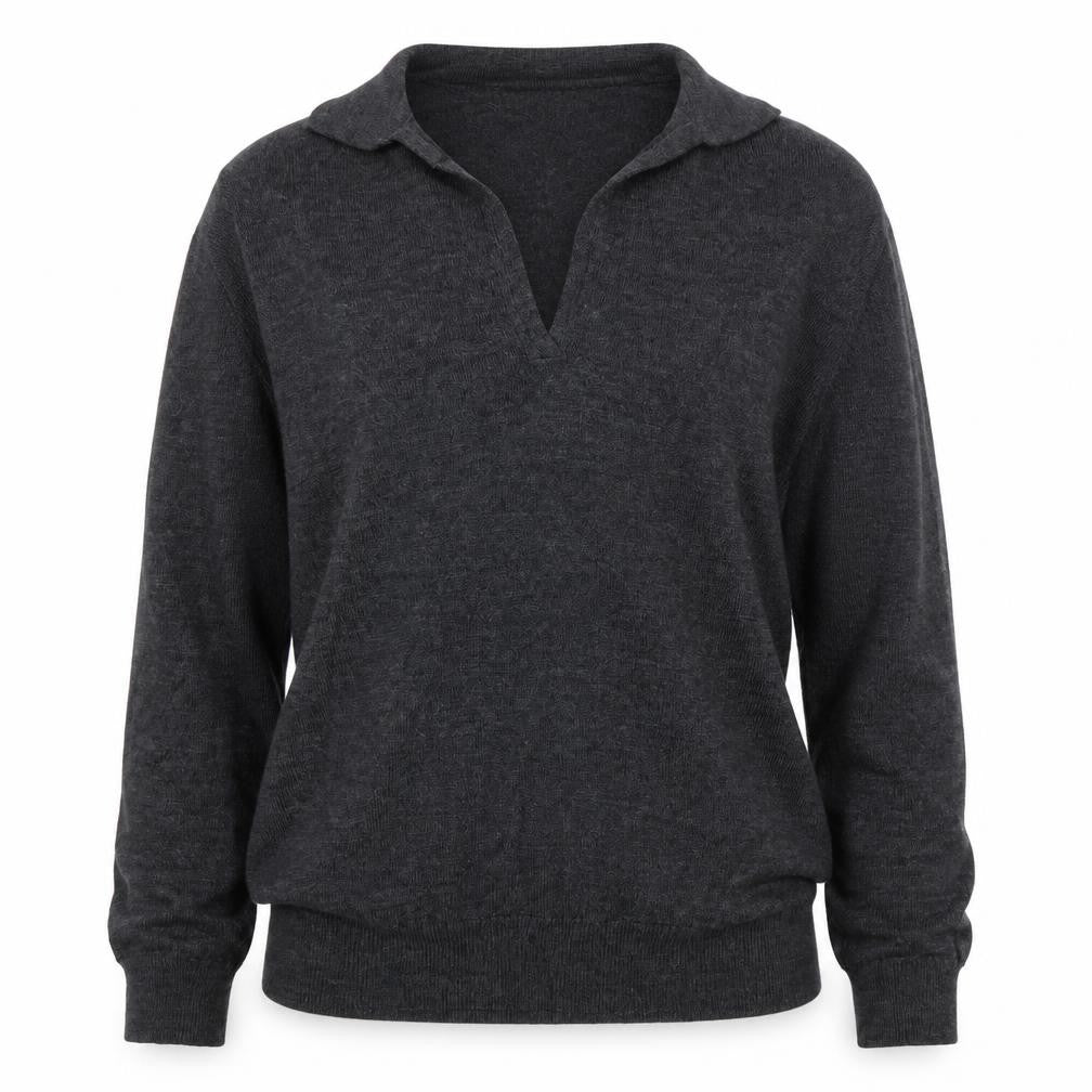Calvin Klein Jeans Women Grey L Wool Blend Collared V-Neck Jumper