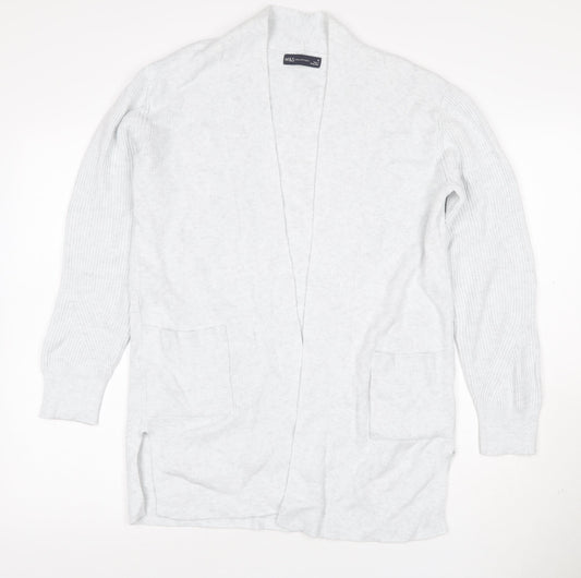 Marks & Spencer Women Grey UK 10 Long Knit Open Cardigan Pockets