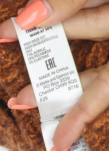 Marks and Spencer Women Brown UK 20 V-Neck Chunky Knit Jumper