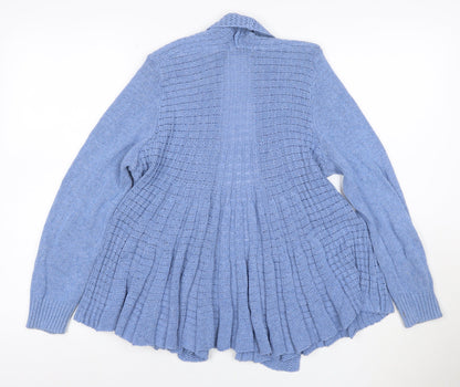 Remel London Women Blue M Open Knit Waterfall Cardigan Long Sleeve