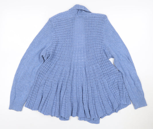 Remel London Women Blue M Open Knit Waterfall Cardigan Long Sleeve