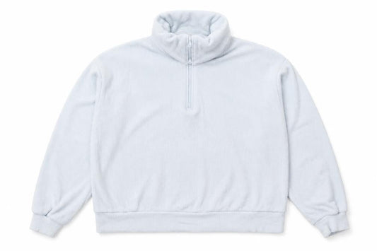 Bershka Women Blue M 1/4 Zip High Neck Knit Sweatshirt