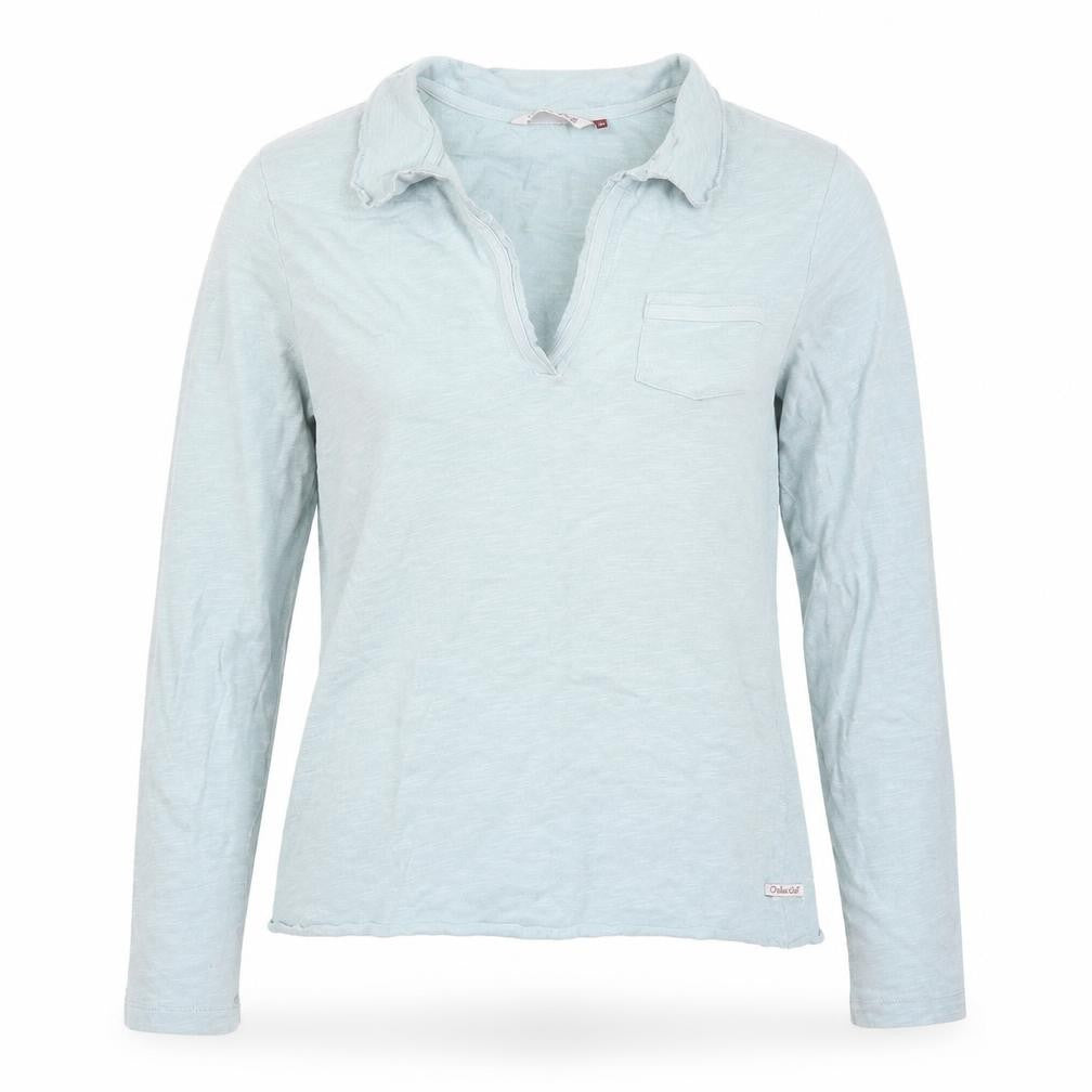 White Stuff Women Blue Size 14 Cotton Jersey 1/2 Zip Long Sleeve Polo Top