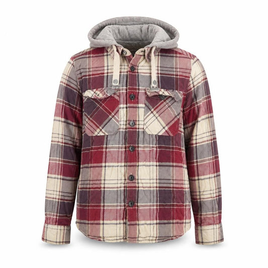 Drift King Men’s Red Plaid Hooded Cotton Jacket Size L