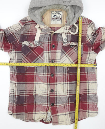 Drift King Men’s Red Plaid Hooded Cotton Jacket Size L