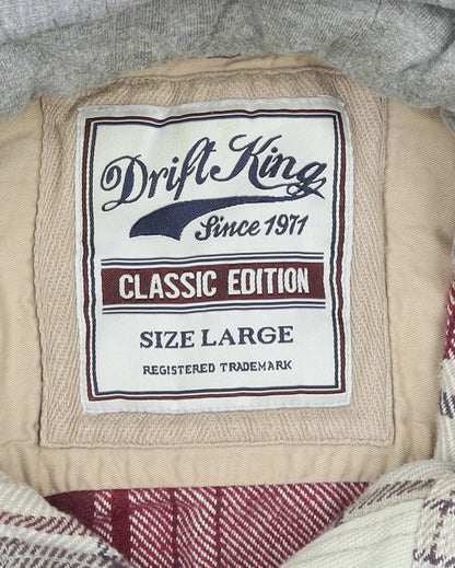 Drift King Men’s Red Plaid Hooded Cotton Jacket Size L