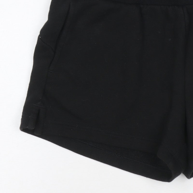 Puma Girls Black Pink Logo Athletic Jersey Shorts UK 10 Years