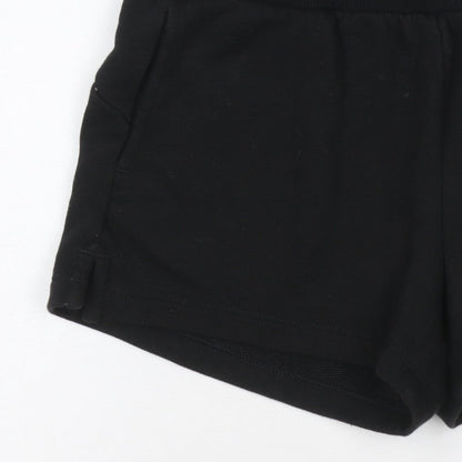 Puma Girls Black Pink Logo Athletic Jersey Shorts UK 10 Years