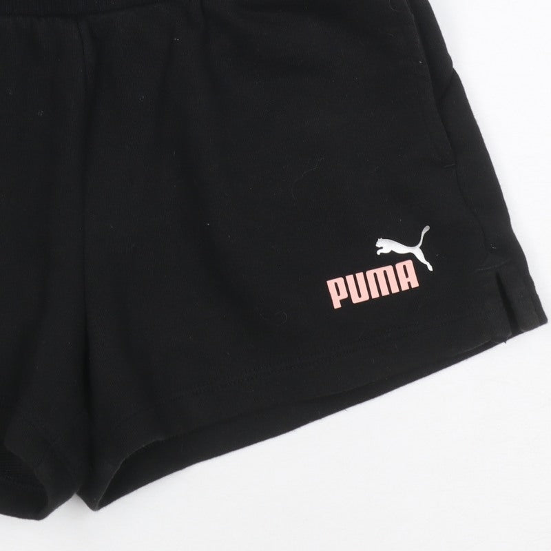 Puma Girls Black Pink Logo Athletic Jersey Shorts UK 10 Years