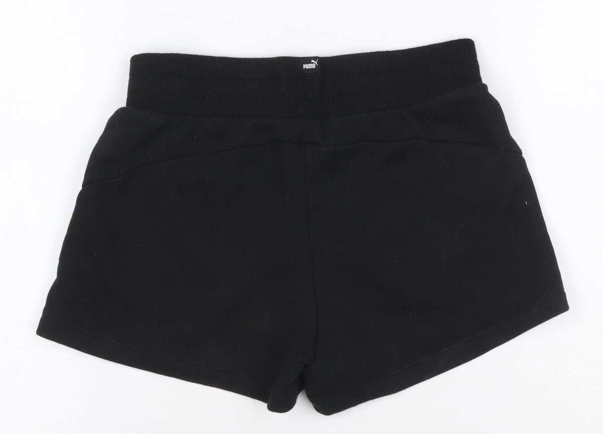 Puma Girls Black Pink Logo Athletic Jersey Shorts UK 10 Years