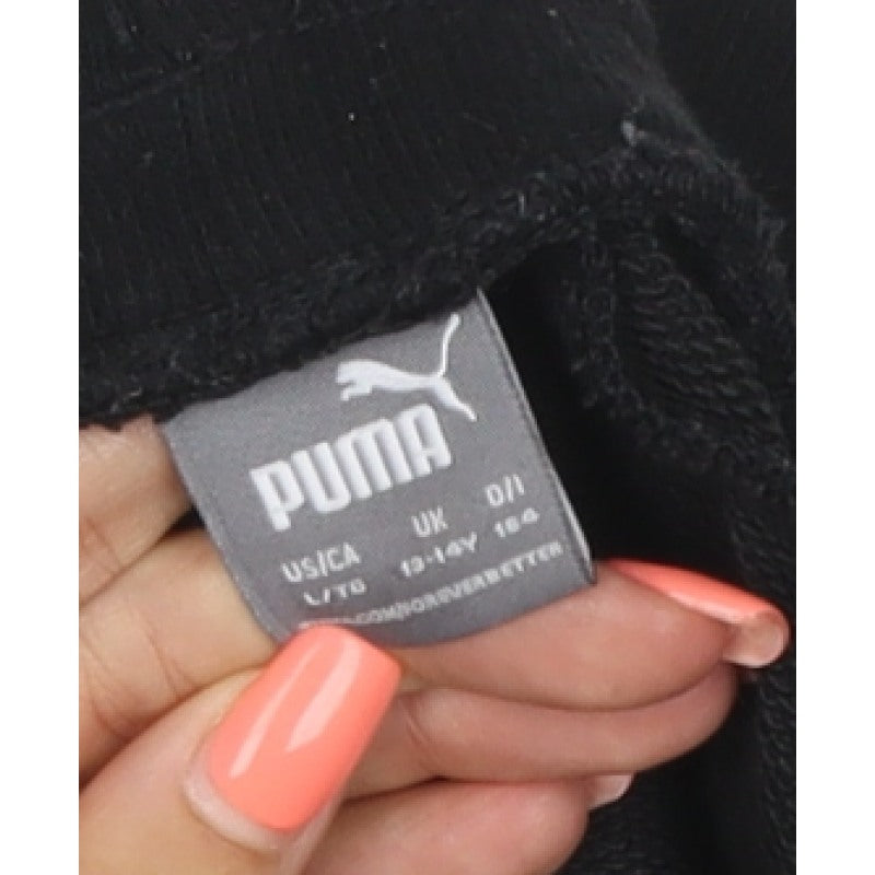 Puma Girls Black Pink Logo Athletic Jersey Shorts UK 10 Years