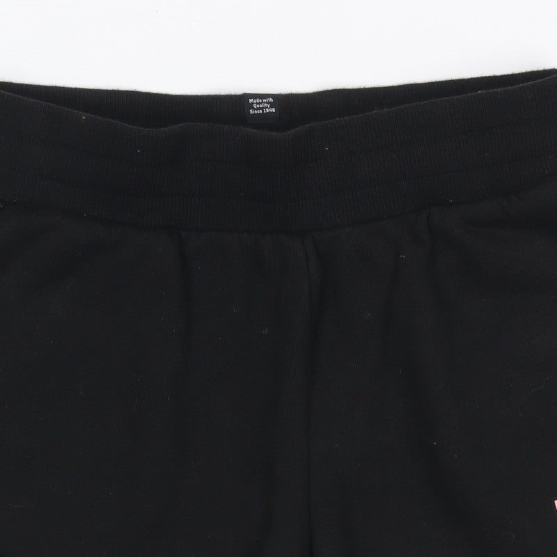 Puma Girls Black Pink Logo Athletic Jersey Shorts UK 10 Years